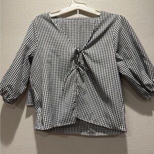 Black and White Gingham Women's Top & shorts set